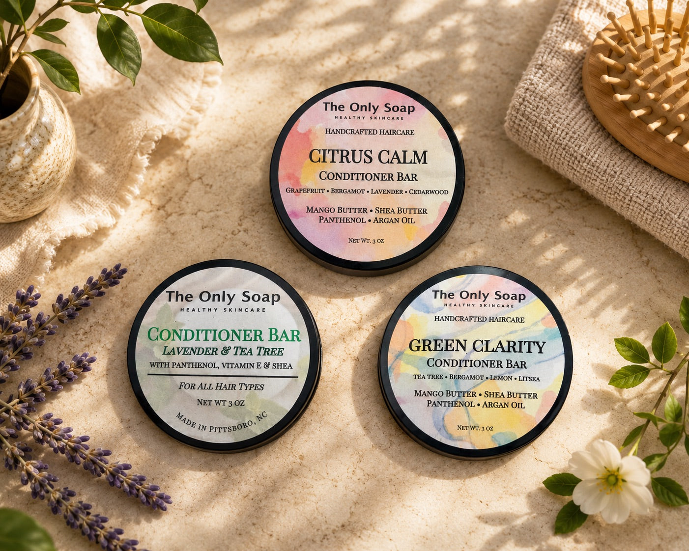 Hair Conditioner Bar, with Panthenol, Shea Butter, & Argan Oil