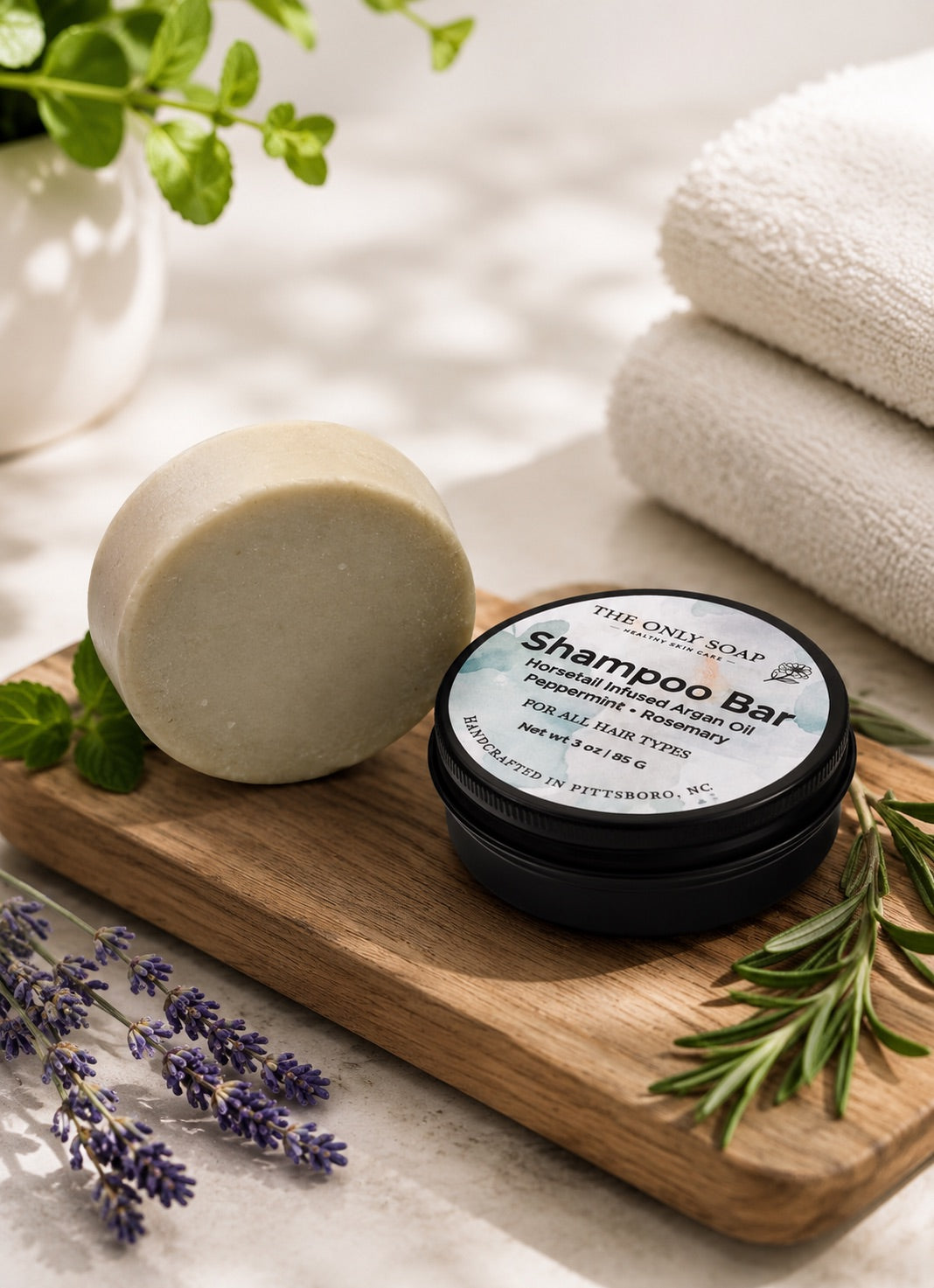 Shampoo Bar, Infused Horsetail Herb with Peppermint & Rosemary Essential Oils